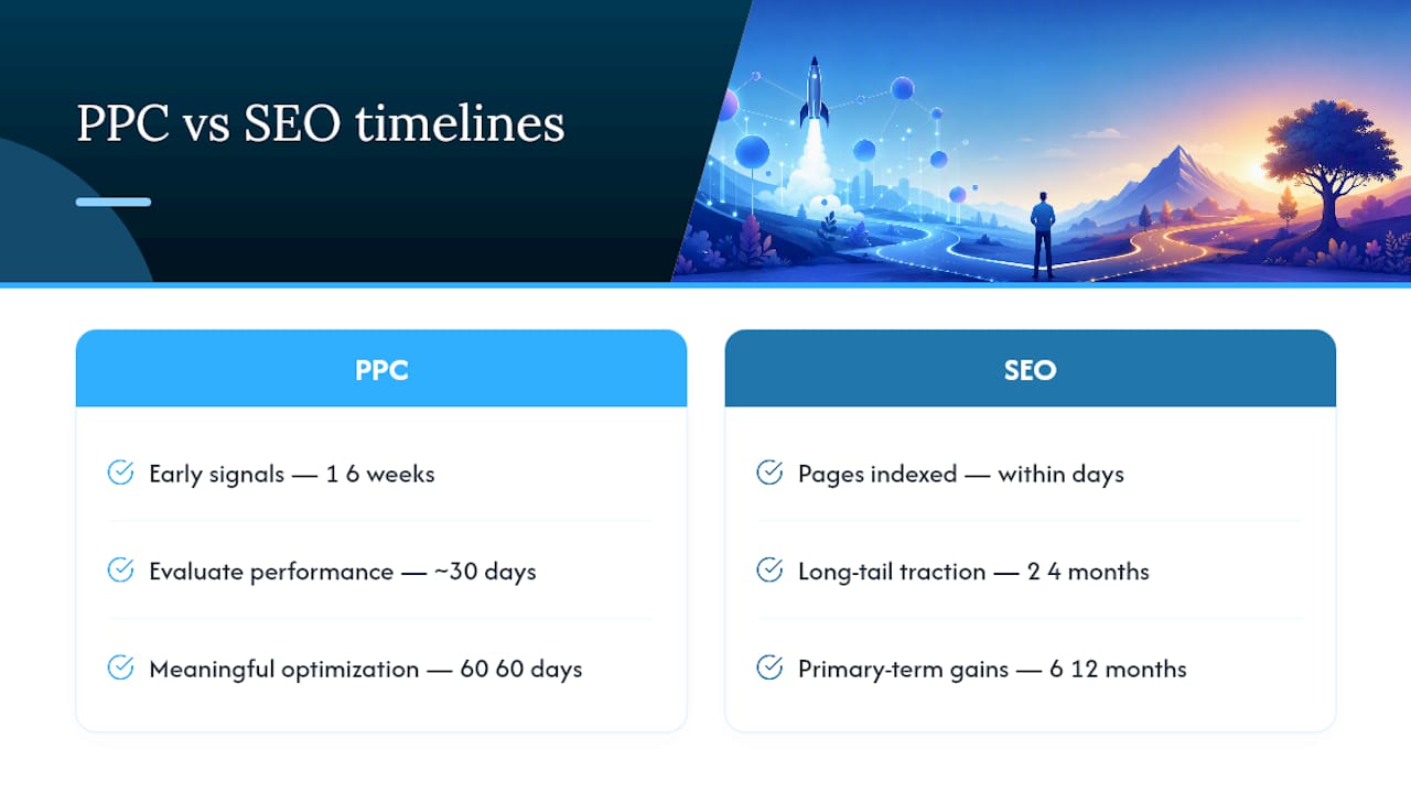 PPC and SEO results timeline comparison