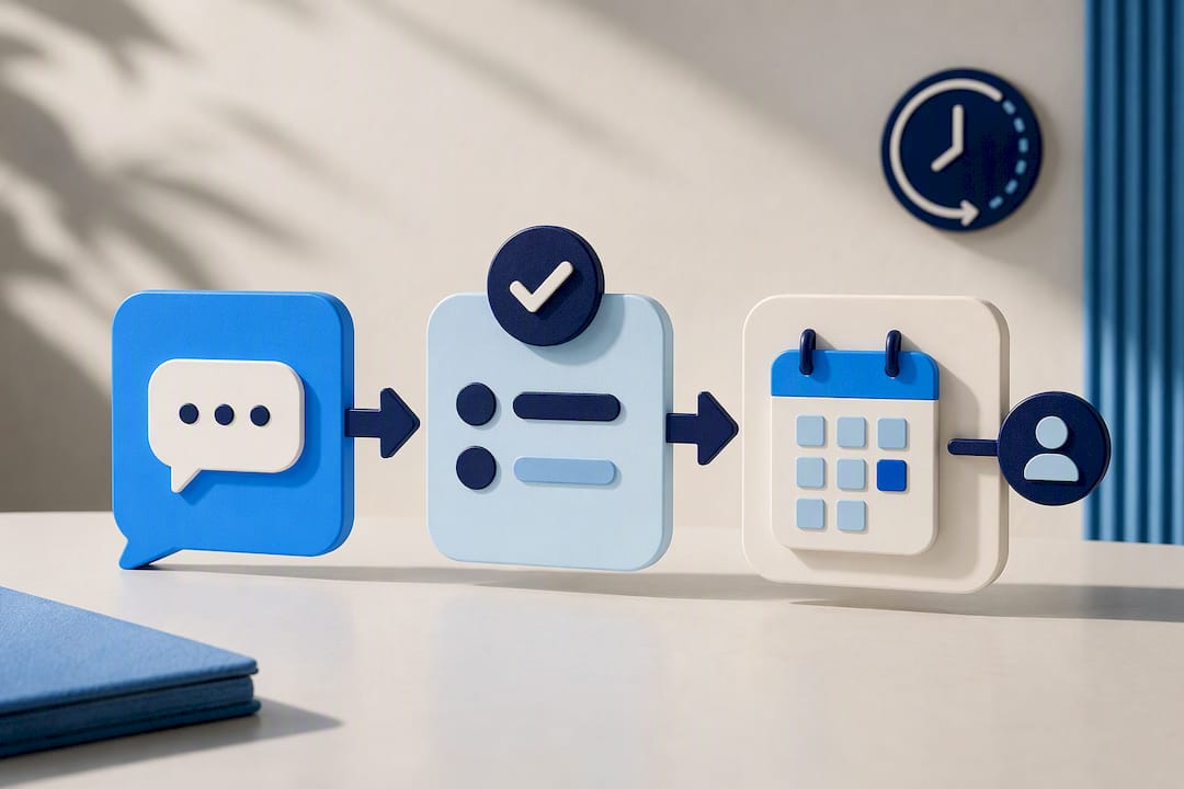 Illustration of chatbot qualification and booking flow