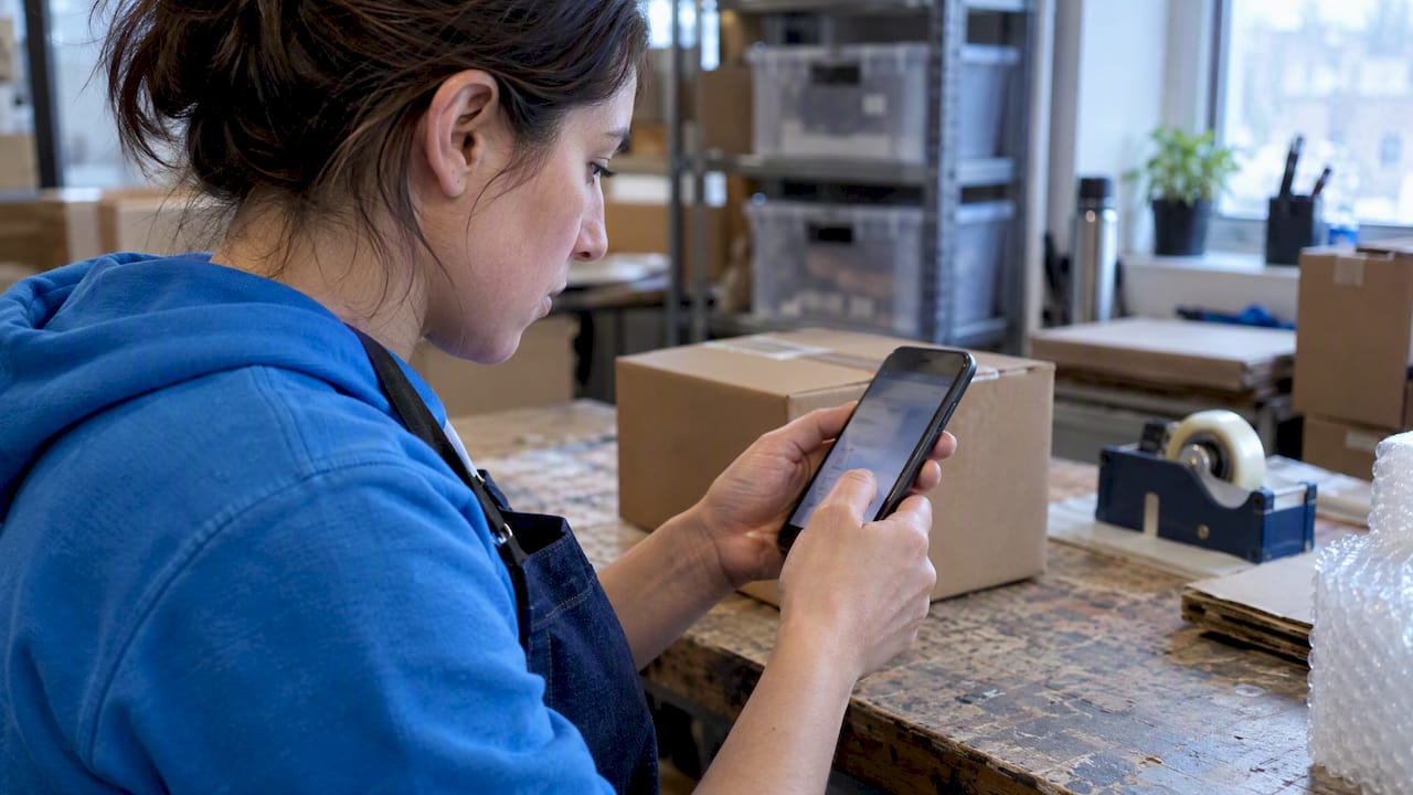 Marketer testing email on mobile phone