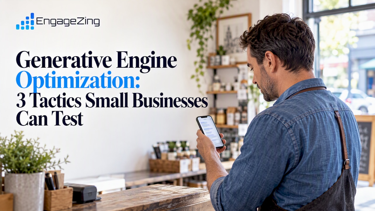 Small business owner checking AI search results